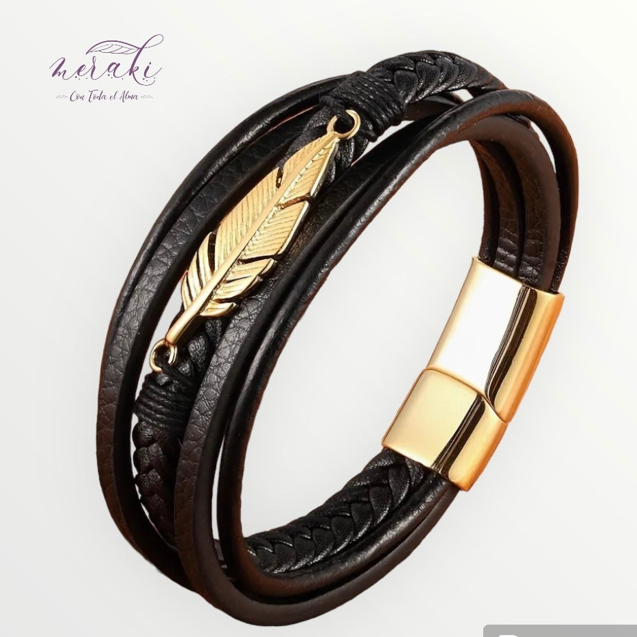 Brazalete pluma dorada