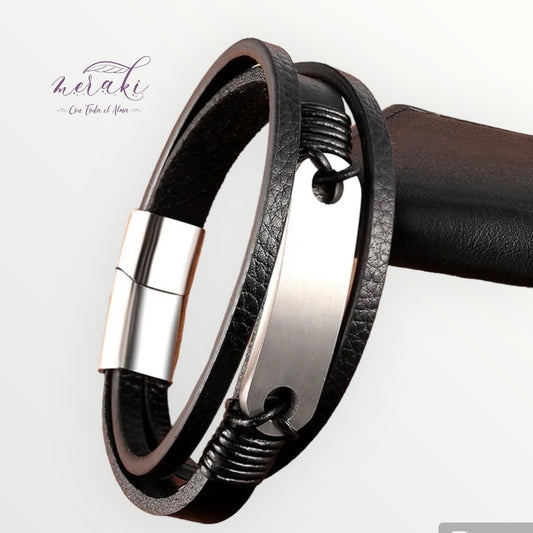 Brazalete placa plateada